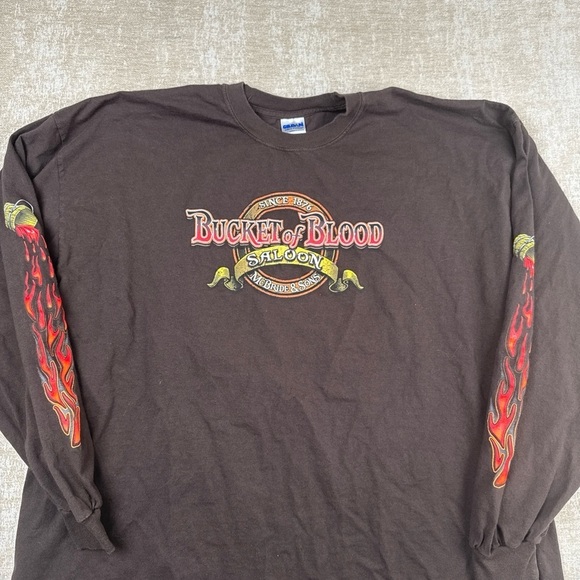 Bucket of Blood Saloon 3XL Long Sleeve Shirt Harley Davidson Biker 1876 Nevada - Picture 2 of 14
